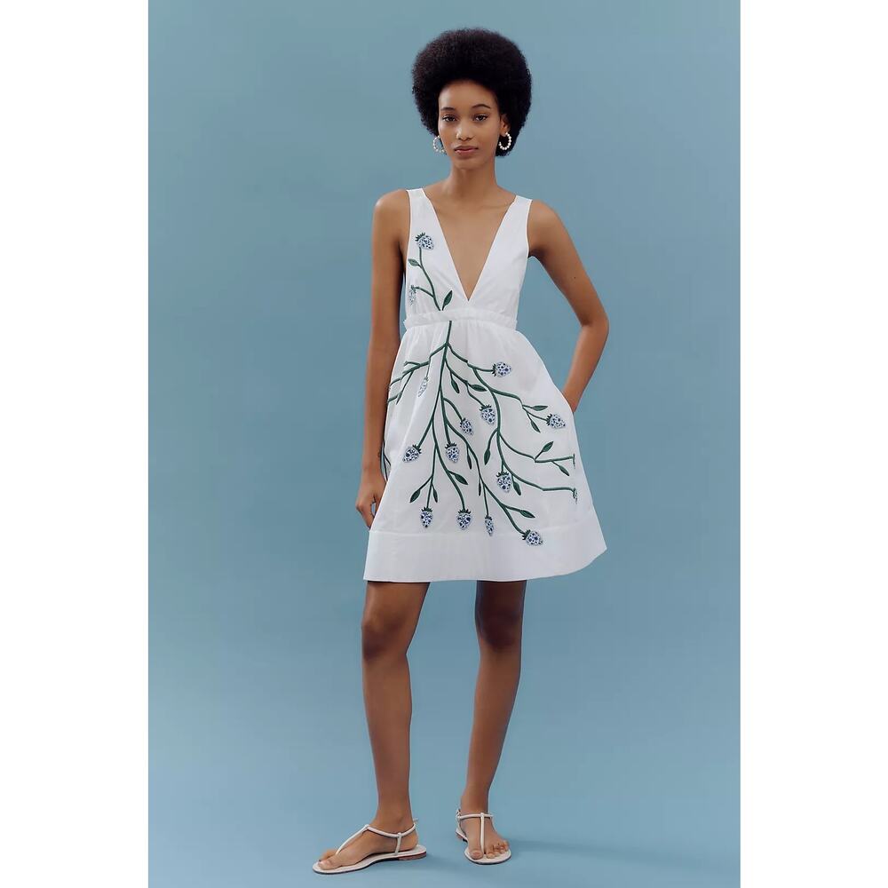 NWT Anthropologie Maeve Cotton Sleeveless V-Neck Mini Babydoll Dress $188 Sz 2X - Picture 5 of 6